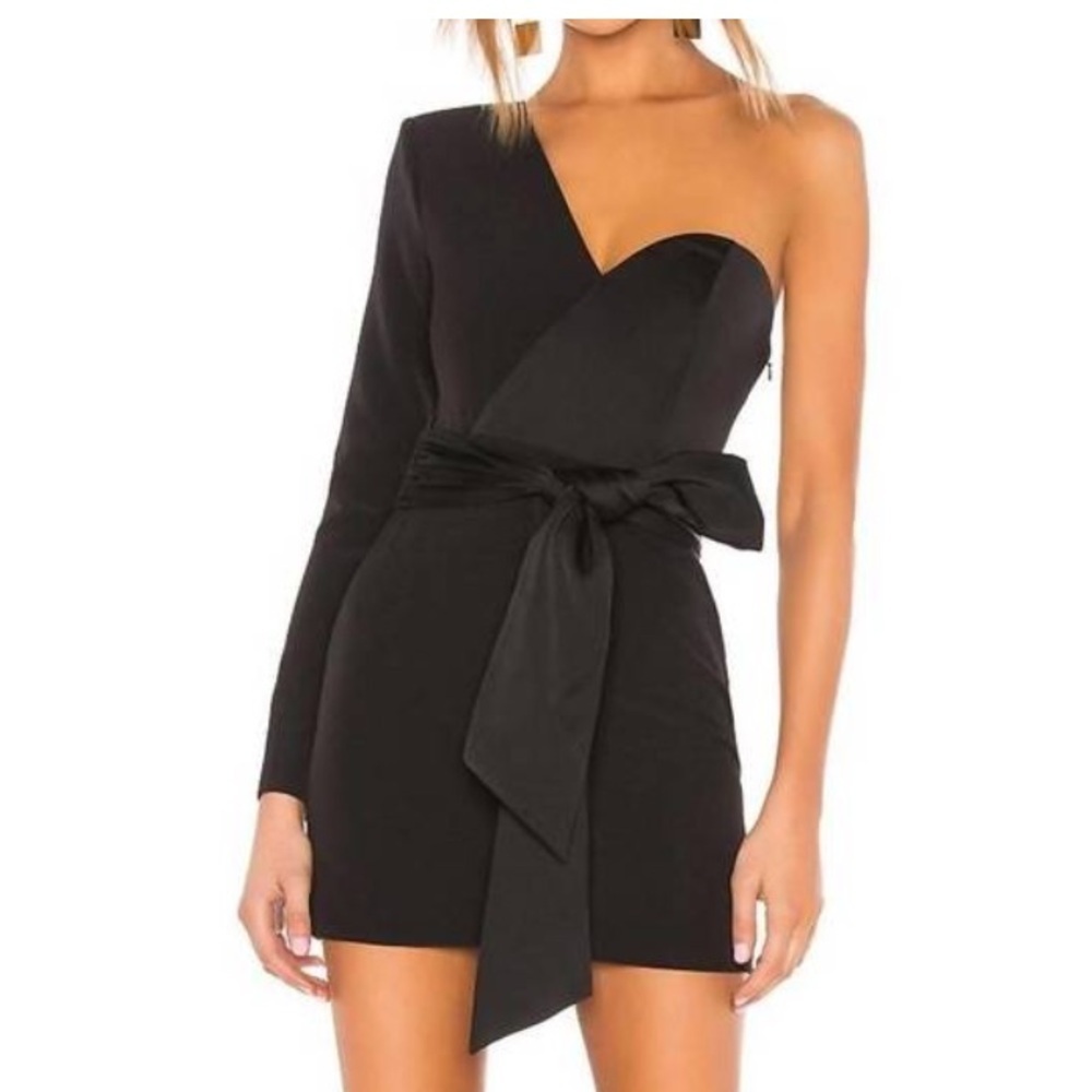 NBD Monsieur Mini Little Black Dress One Shoulder Size M Medium Cocktail Party